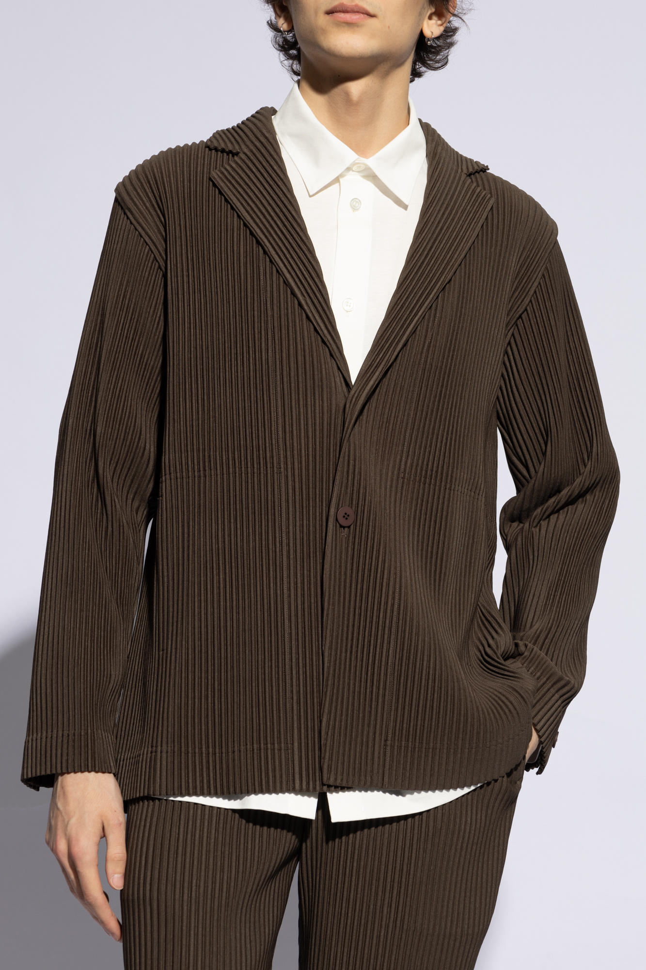 Brown Pleated blazer Issey Miyake Homme Plisse - Vitkac GB